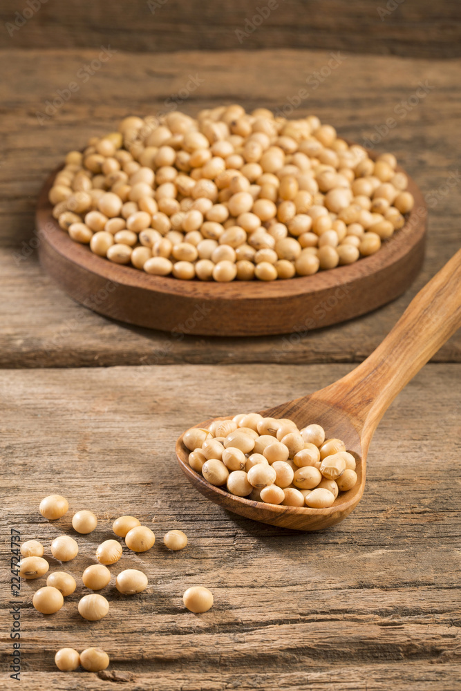 Dry soybeans - Glycine max. Top view Dry soybeans - Glycine max. Top view