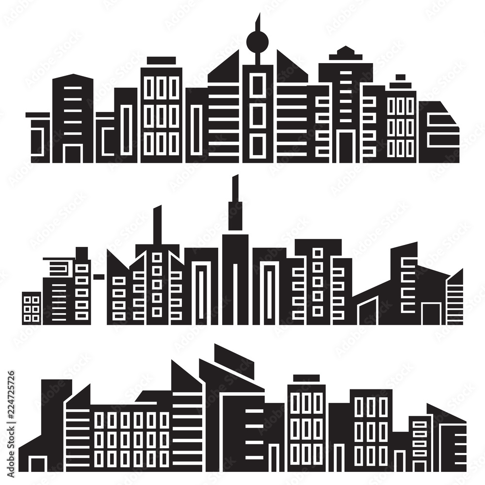 cityscape silhouette or city skyline set on white background cityscape silhouette or city skyline set on white background