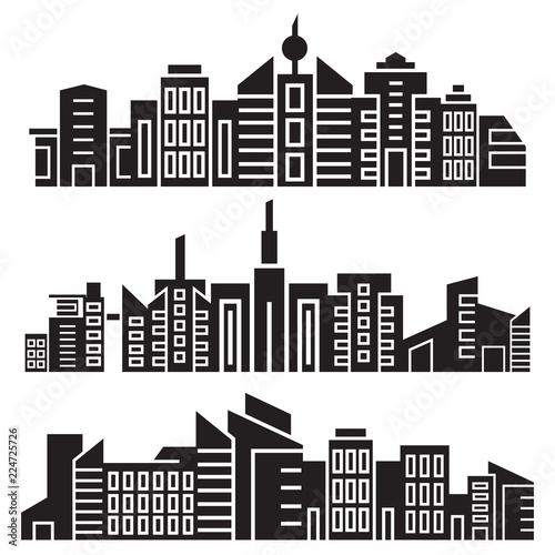 cityscape silhouette or city skyline set on white background