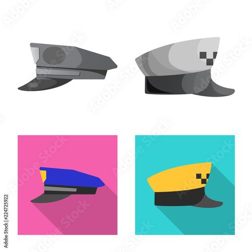 Vector design of headgear and cap logo. Set of headgear and accessory stock vector illustration.
