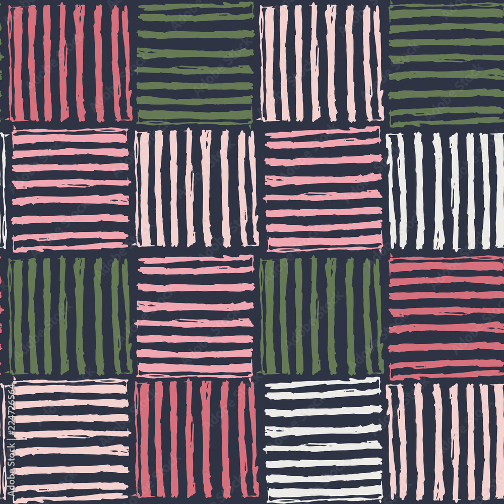 Fototapeta premium Vector seamless pattern of hand drawn squares enclosing lines.