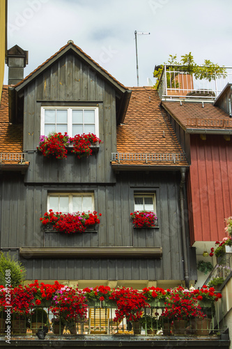 Beautiful flower decoration on a house photo