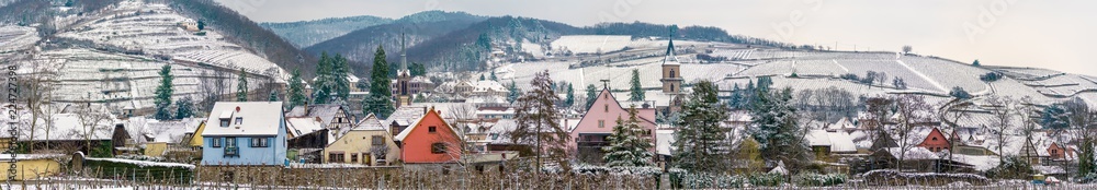 Panorama of Ribeauville, a town in Haut-Rhin department of France