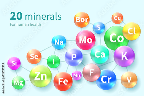 Vitamins and minerals. Supplement complex of mineral vitamin pills