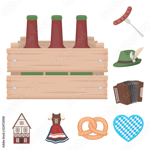 October festival in Munich cartoon icons in set collection for design.Tradition and fun vector symbol stock web illustration.