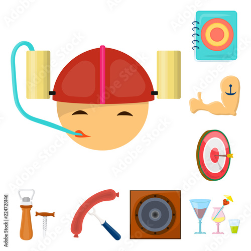 Pub, interior and equipment cartoon icons in set collection for design. Alcohol and food vector symbol stock web illustration.