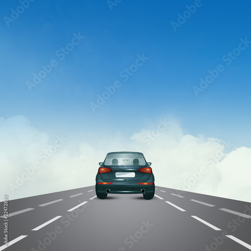 vehicle on the lane road