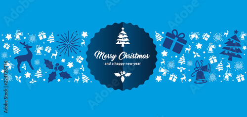 weihnachtliche Design Grußkarte mit Weihnachts Icons und Merry Christmas