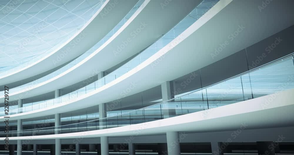 Endless corridor tunnel. Modern architecture seamless loop 60 fps 4k UHD