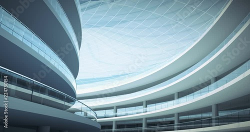 Endless corridor tunnel. Modern architecture seamless loop 60 fps 4k UHD