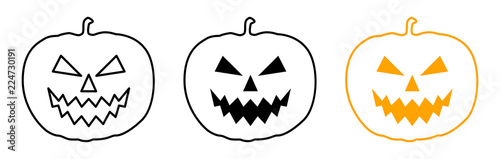 Line-Icon-Set: Halloween pumpkin / Vector
