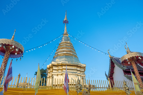 Stupa of Wat-Pratatdoikam (temple name) in Chiangmai, Thailand -  lot of Buddhism and tourist come to pray and worship.