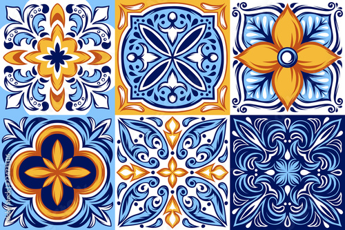 Italian ceramic tile pattern. Ethnic folk ornament.