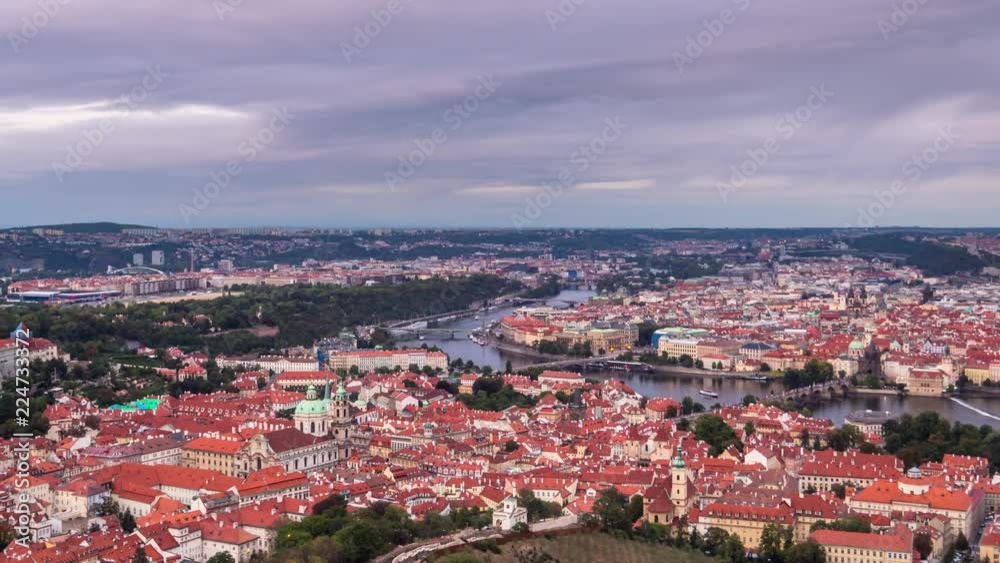 prague pan time lapse panoramic view from day to night prague pan time lapse panoramic view from day to night