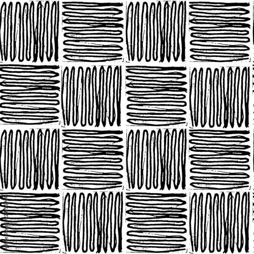 Vector seamless pattern of  hand drawn squares enclosing lines.