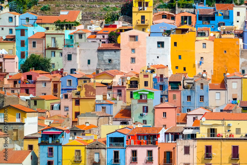 colorful houses in bosa italy photo