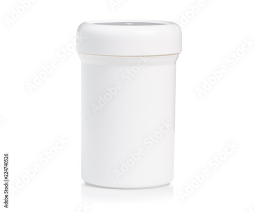 White jar cream on white background isolation