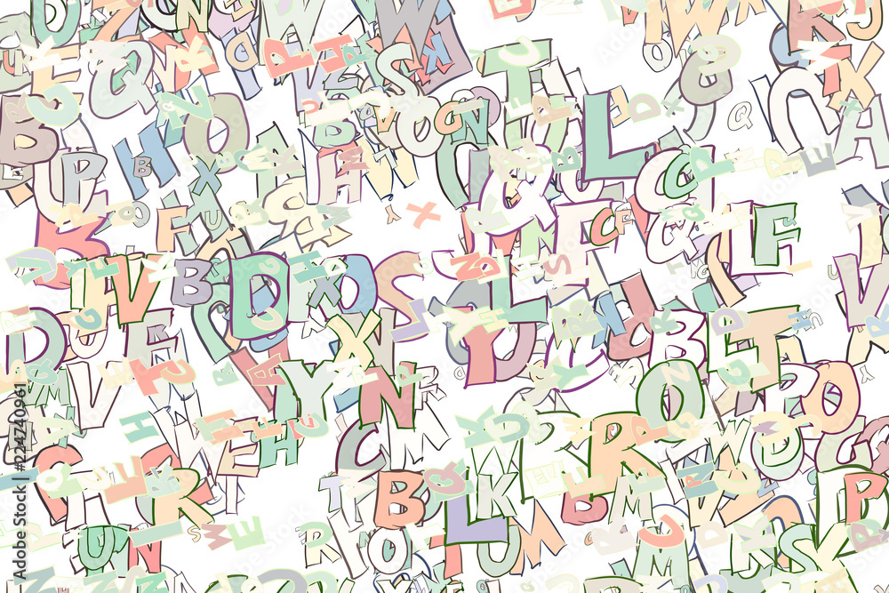 Abstract conceptual colorful alphabets letters. Pattern, template, cartoon & drawing.