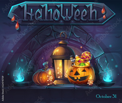 Halloween background - the cartoon stylized vector illustration