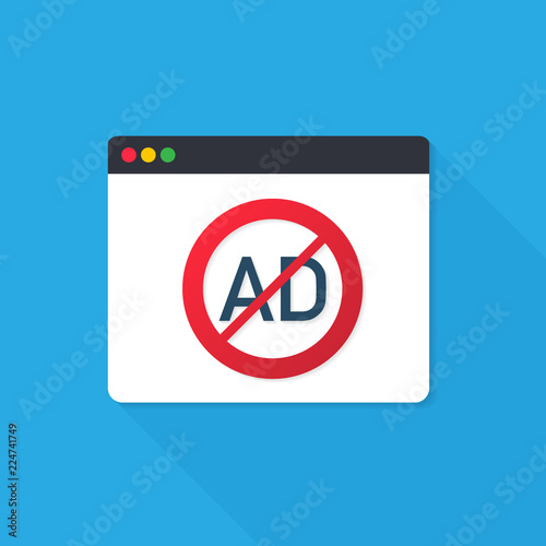 Ad block popup website sign symbol. Vector illustration.