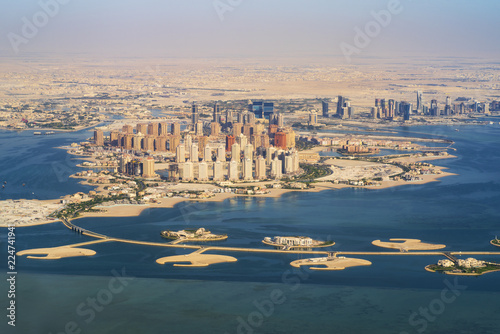 Aerial view of city Doha, capital of Qatar