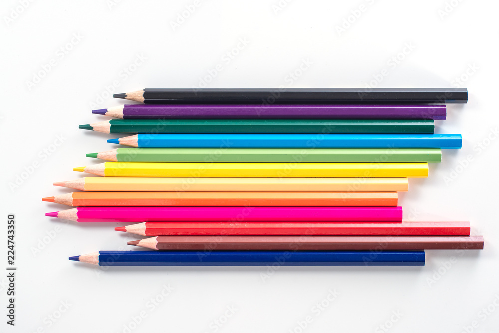 Color pencils isolated on white background.Close up. Color pencils isolated on white background.Close up.