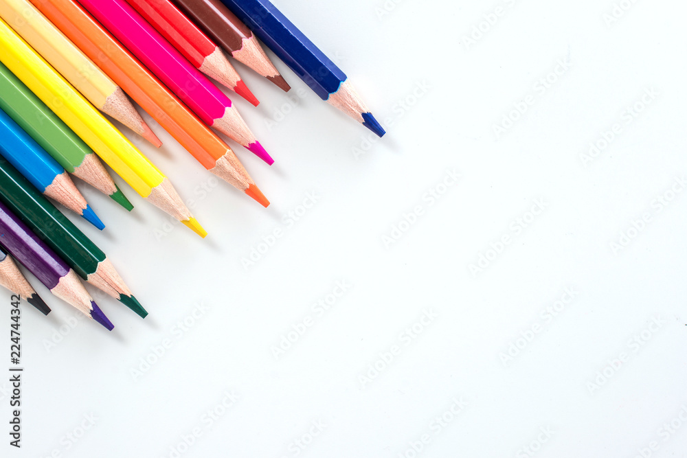 Color pencils isolated on white background.Close up. Color pencils isolated on white background.Close up.