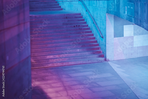 Fototapeta Naklejka Na Ścianę i Meble -  future cyberpunk neon city architecture