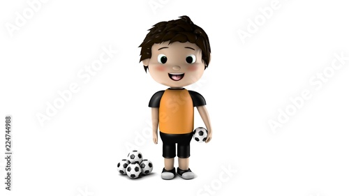 Niño con balón de fútbol photo