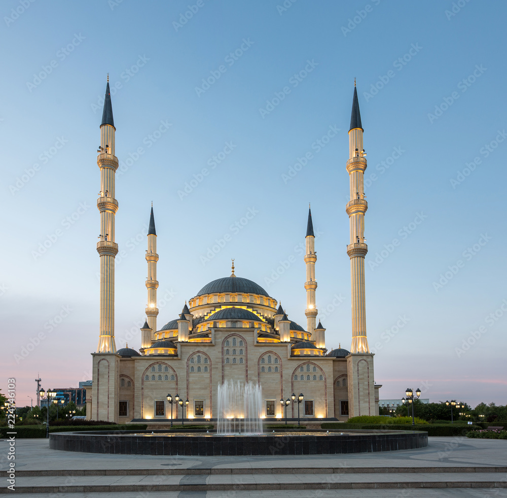 Мечеть «Сердце Чечни» на фоне красивого неба