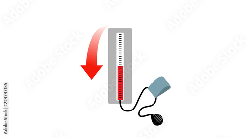 Decrease in blood pressure or low blood pressure