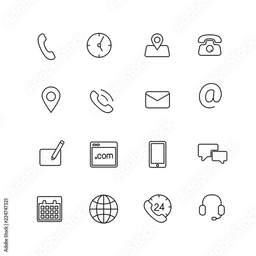 contact us thin line icons