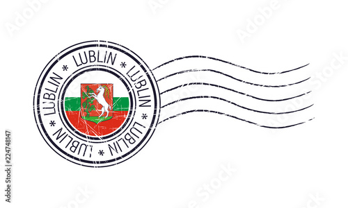 Lublin city grunge postal rubber stamp