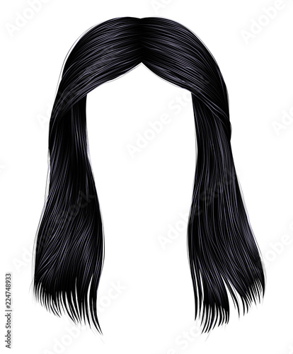 trendy woman long hairs brunette black colors .  beauty fashion .  realistic  graphic 3d