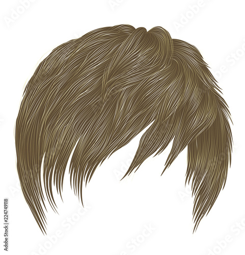 trendy woman  man short  hairs blond  colors . fringe . fashion beauty style . realistic  3d .