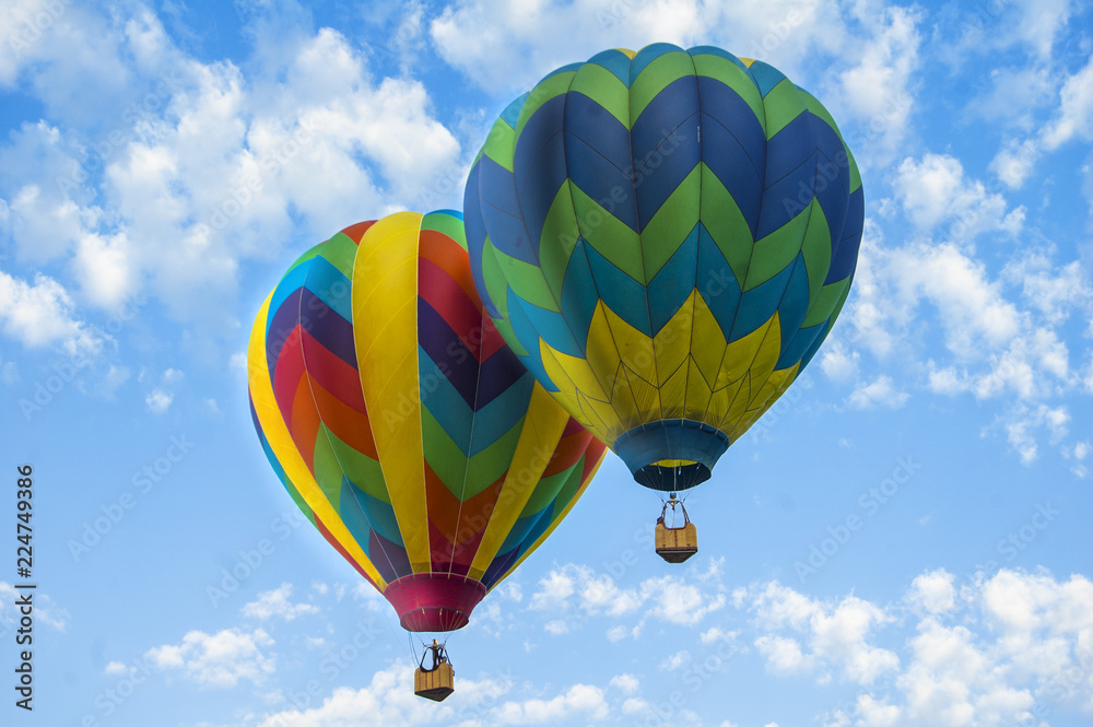 Fototapeta premium Two colorful hot air balloons