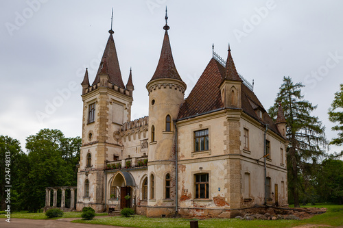 Old mystic castle from fairy tales. Beautiful sight in Stameriena, Latvia.