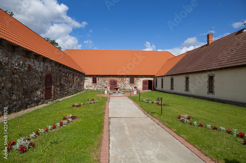 Cortyard of Cantervilla castle in Estonia. Restored traditional Nothern European architecture.