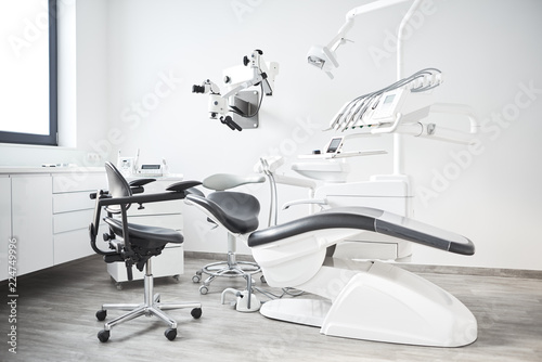 dentist chair, bright interior