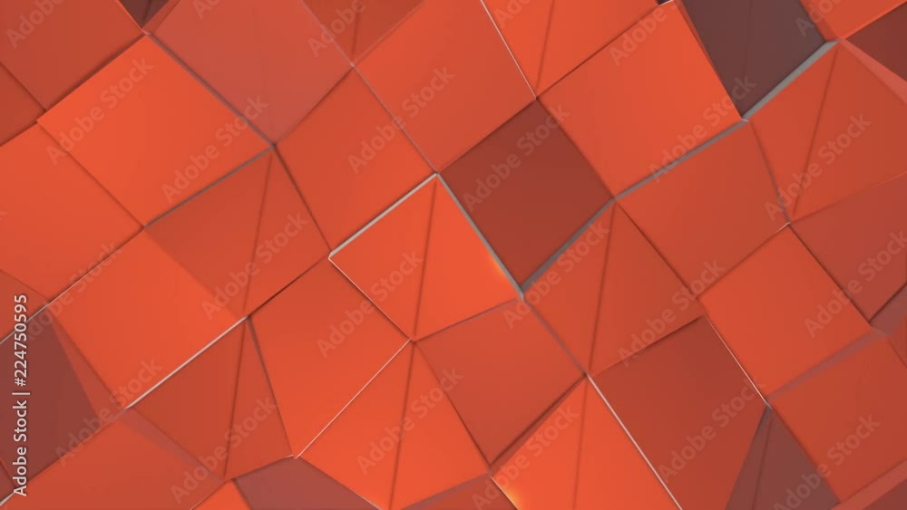 orange low poly plane is slowly deforming. 3D rendering
