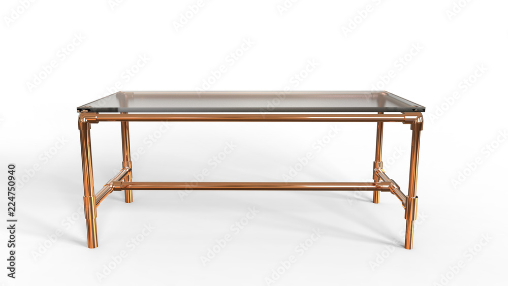 3D illustration of scaffolding built table on a