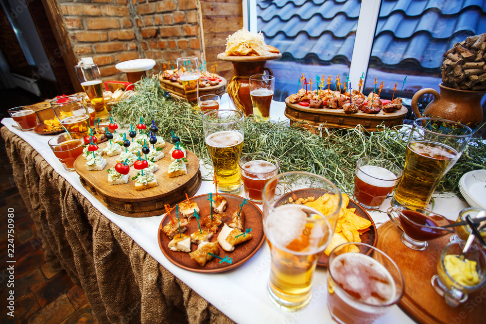 Fototapeta premium Delicious snacks for beer. Snack for a friendly company