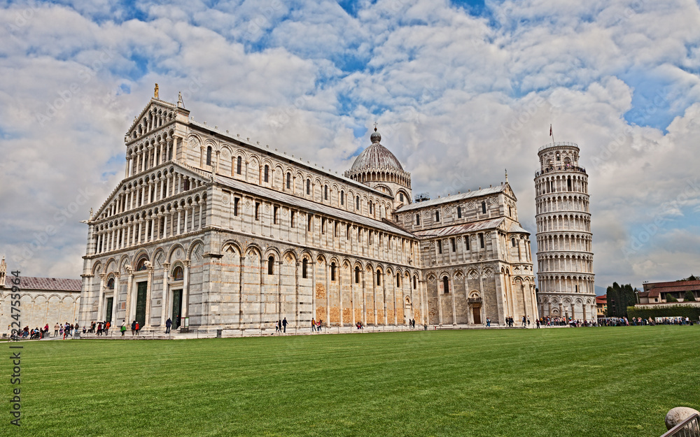 Pisa, Tuscany, Italy: the medieval cathedral and the leaning tower