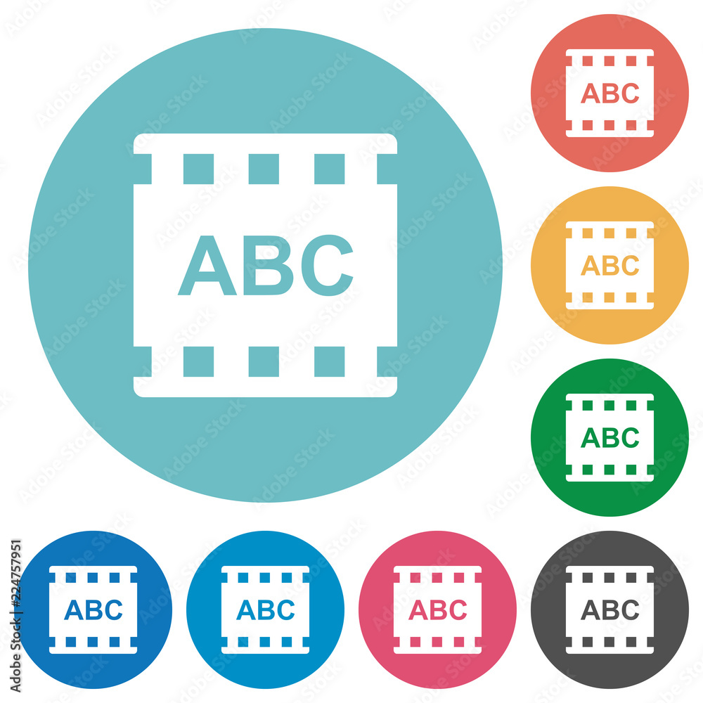 Movie subtitle flat round icons Movie subtitle flat round icons