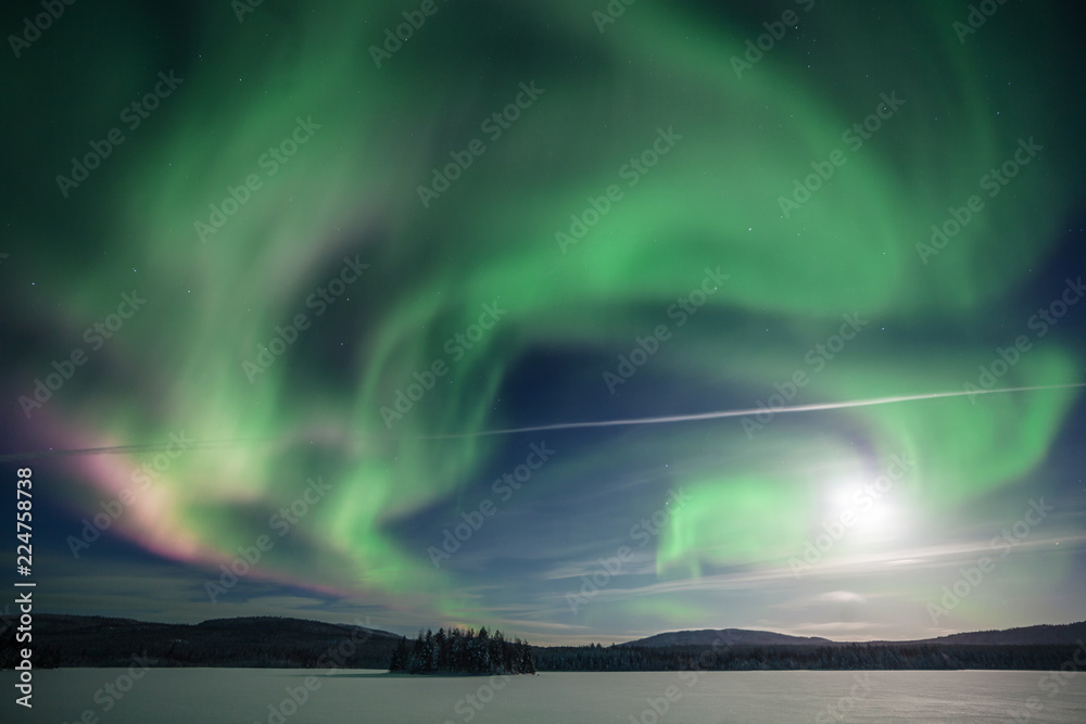 Northern Lights on the Kola Peninsula. Murmansk region, Russia.