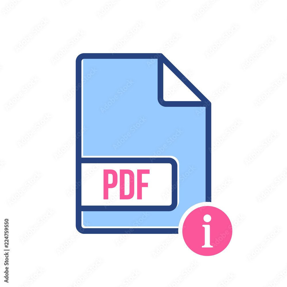 PDF document icon, pdf extension, file format icon with information sign. PDF document icon and about, faq, help, hint symbol PDF document icon, pdf extension, file format icon with information sign. PDF document icon and about, faq, help, hint symbol