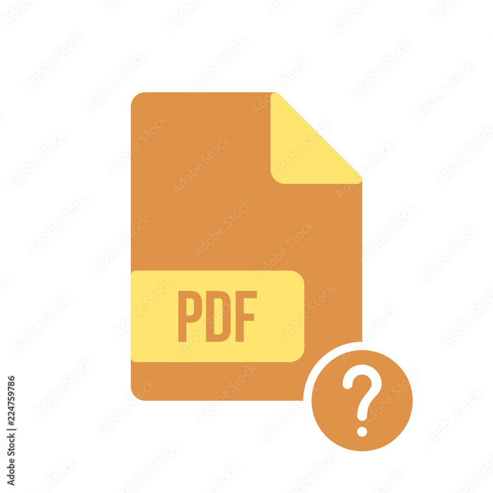 PDF document icon, pdf extension, file format icon with question mark. PDF document icon and help, how to, info, query symbol PDF document icon, pdf extension, file format icon with question mark. PDF document icon and help, how to, info, query symbol