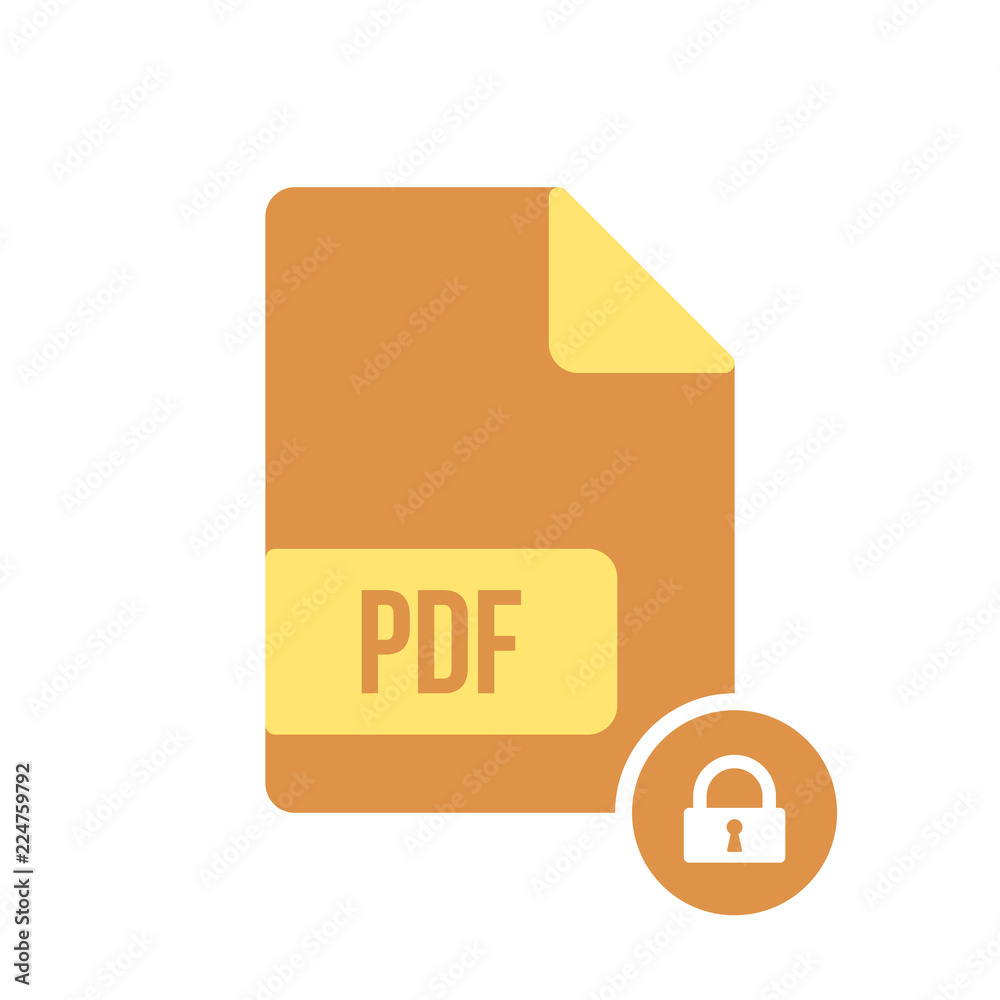 PDF document icon, pdf extension, file format icon with padlock sign. PDF document icon and security, protection, privacy symbol PDF document icon, pdf extension, file format icon with padlock sign. PDF document icon and security, protection, privacy symbol