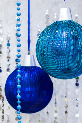 Big Blue Xmas Balls in inetior photo