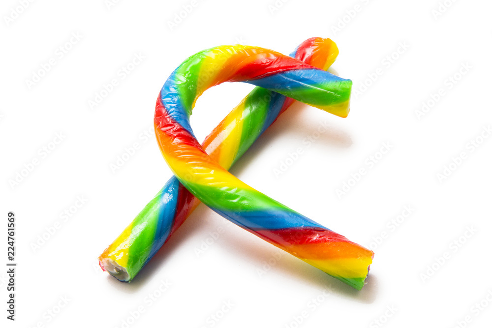 Caramel in the colors of the LGBT community isolated on a white background Caramel in the colors of the LGBT community isolated on a white background